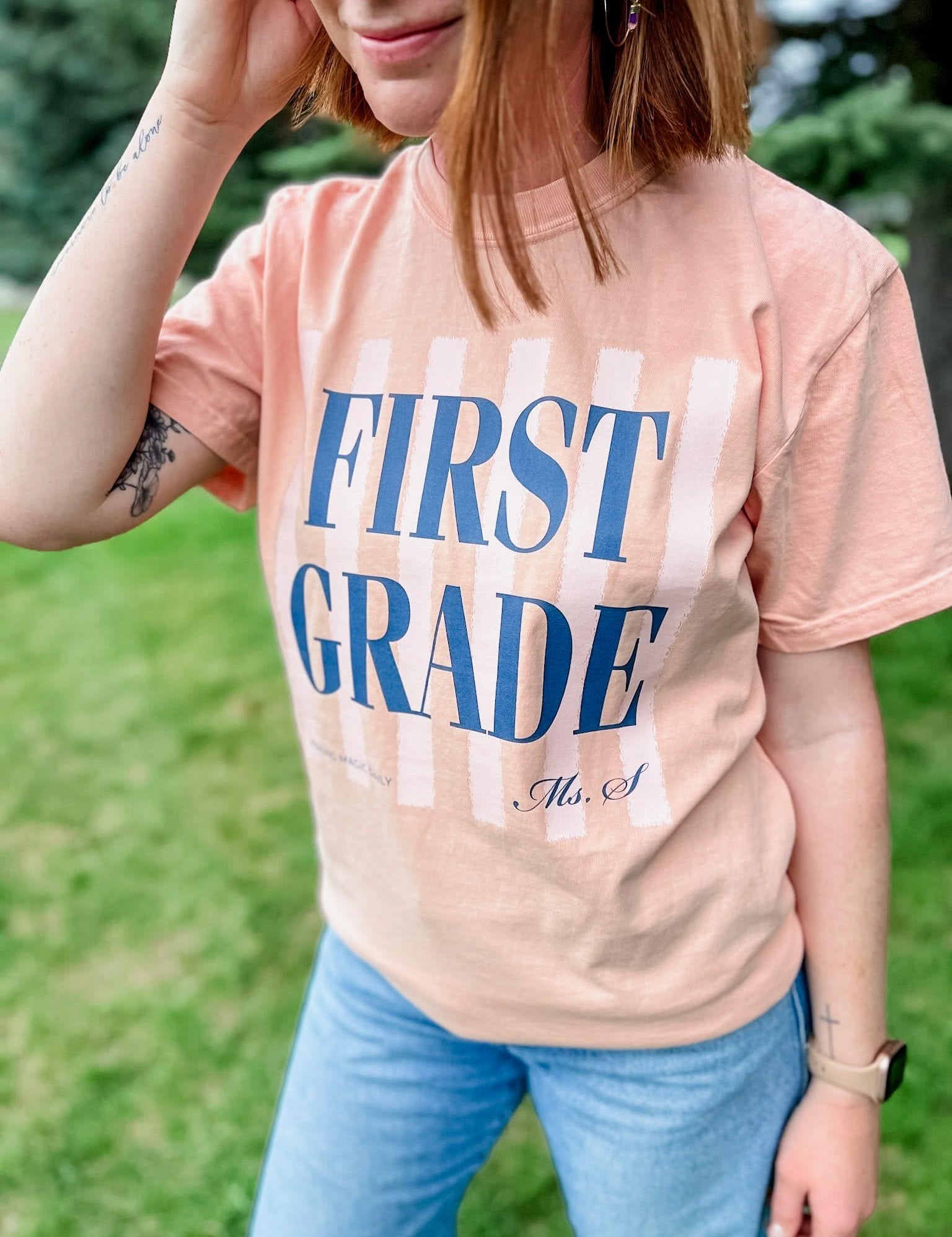 Personalized Teacher Comfort Colors Tee | Custom Name & Grade Little Mama Shirt Shop LLC