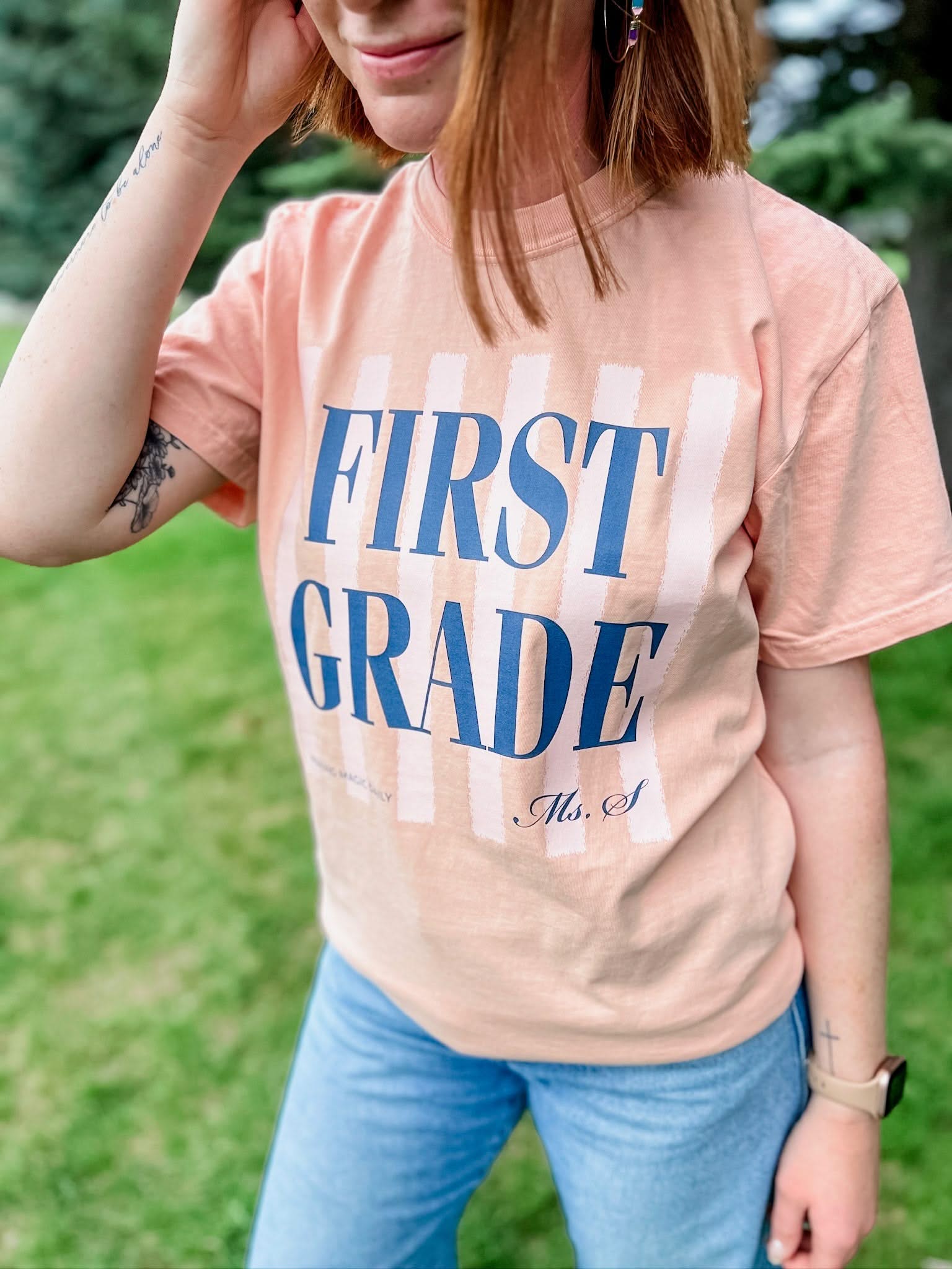 Personalized Teacher Comfort Colors Tee | Custom Name & Grade Little Mama Shirt Shop LLC