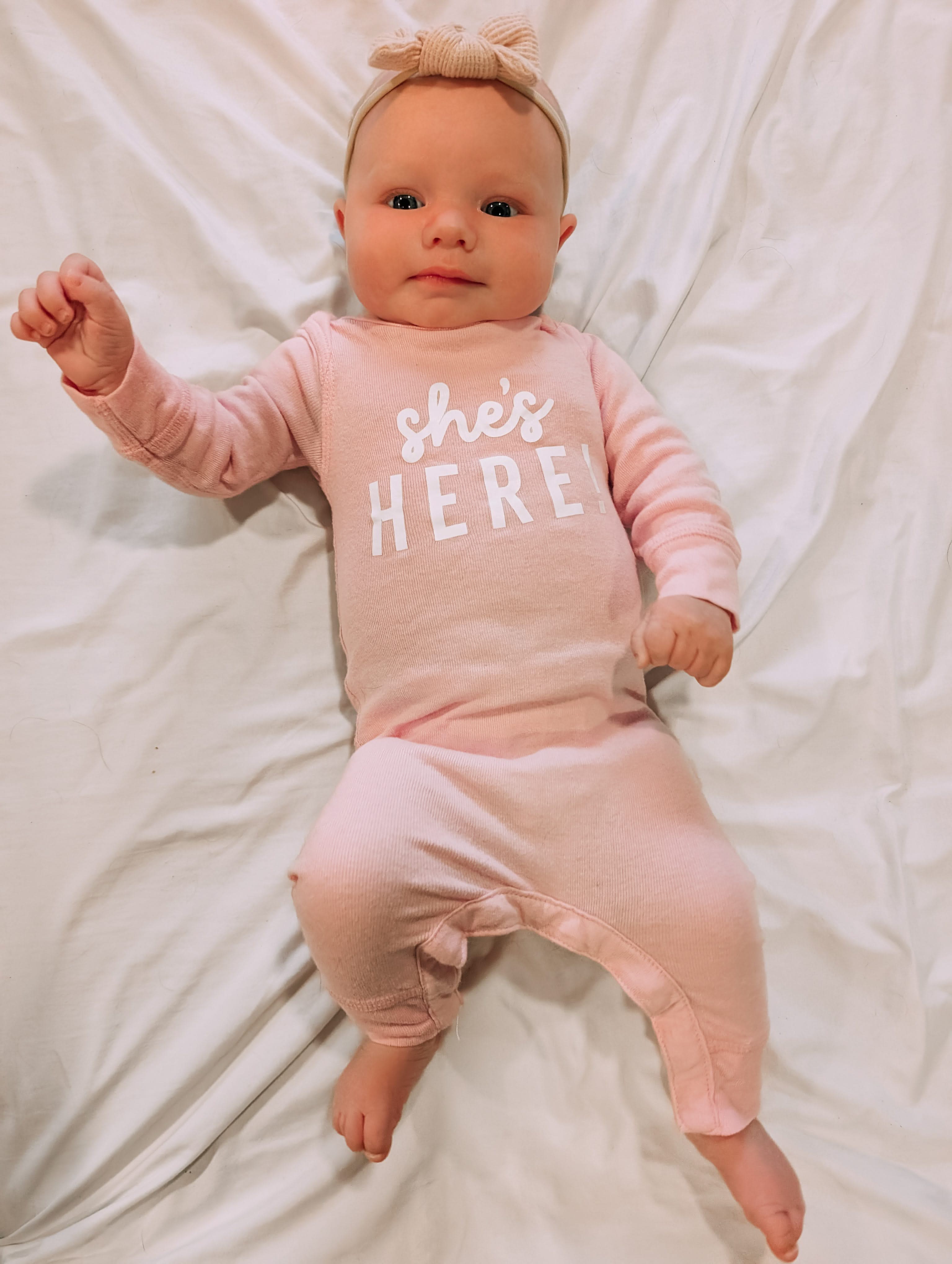 SHE'S HERE! - One Piece Baby Sleeper Little Mama Shirt Shop