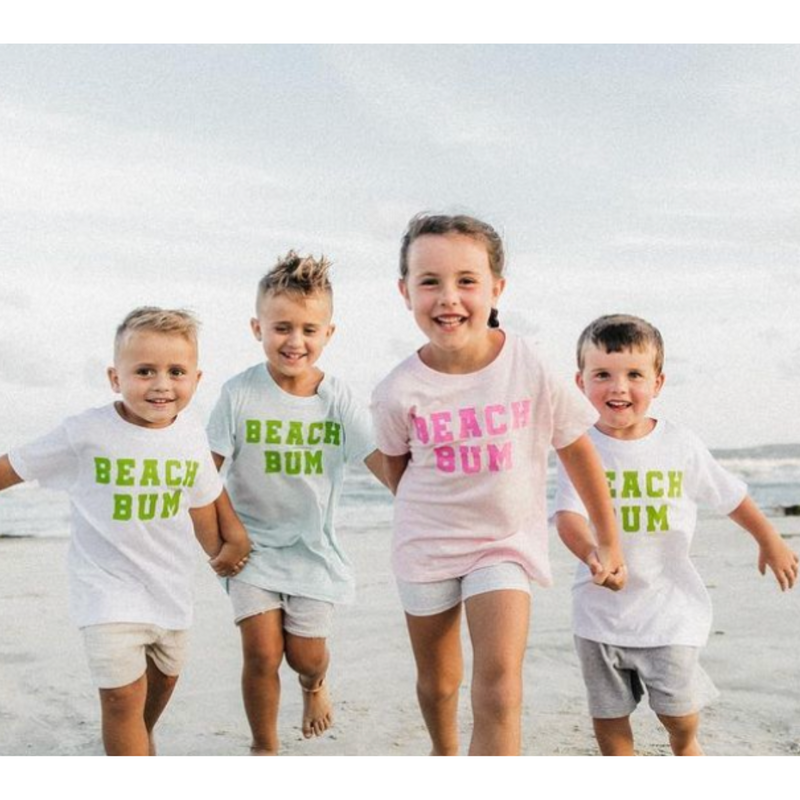 BEACH BUM DESIGN FRONT / OCEAN SUNSET BACK - Short Sleeve Child Shirt