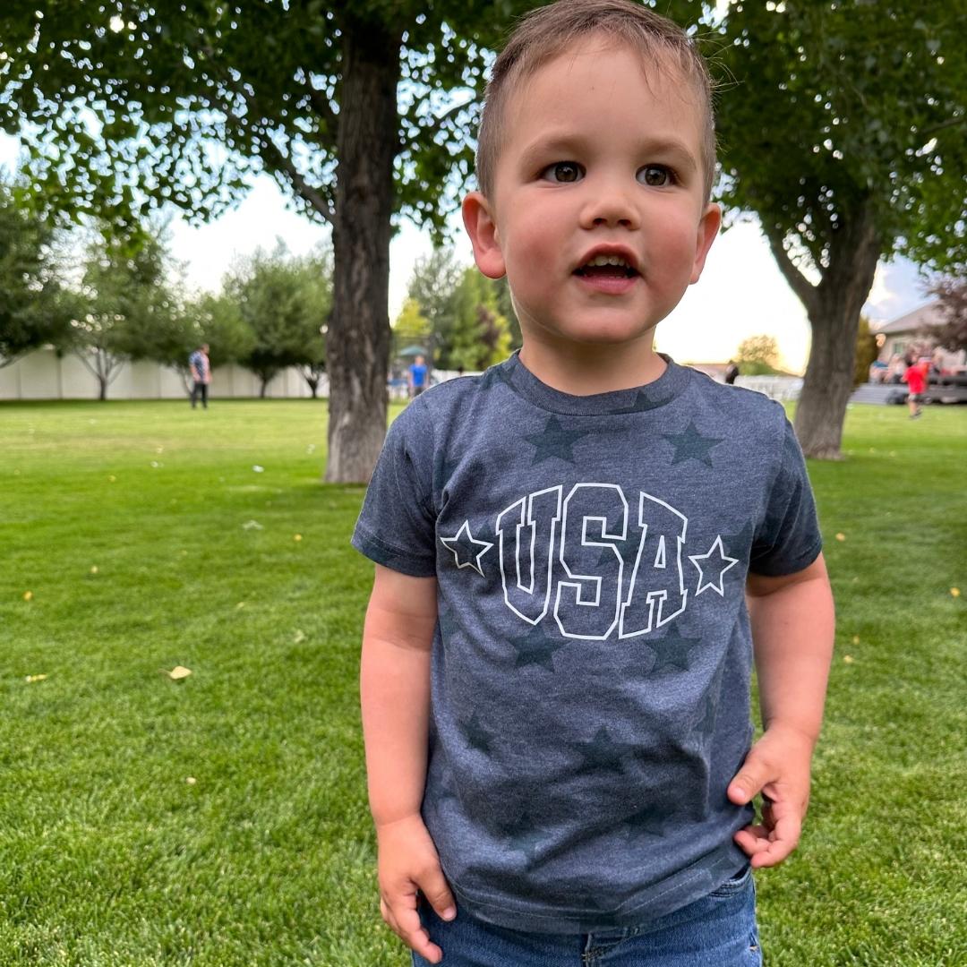 USA - Hollow Font - Child STAR Tee Little Mama Shirt Shop