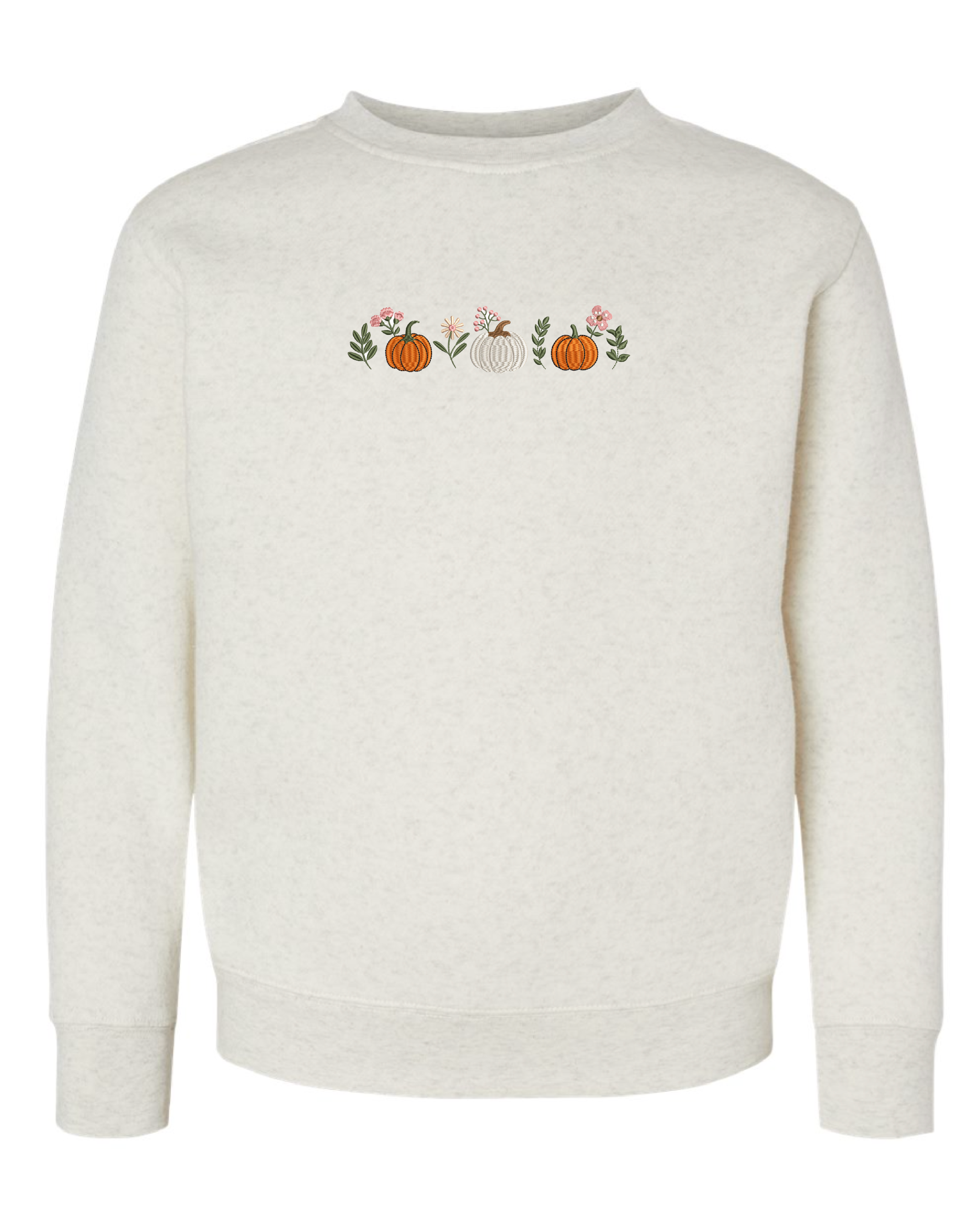 Embroidered Child Sweater - Pumpkins and Flowers (center) Little Mama Shirt Shop
