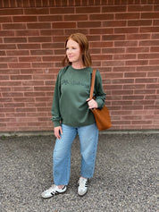 Personalized Teacher Pigment Crewneck | Custom Name & Number Little Mama Shirt Shop LLC
