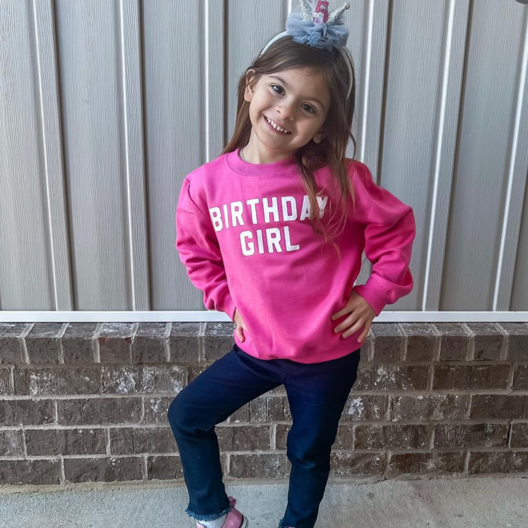 BIRTHDAY GIRL - BLOCK FONT - Child Sweater Little Mama Shirt Shop