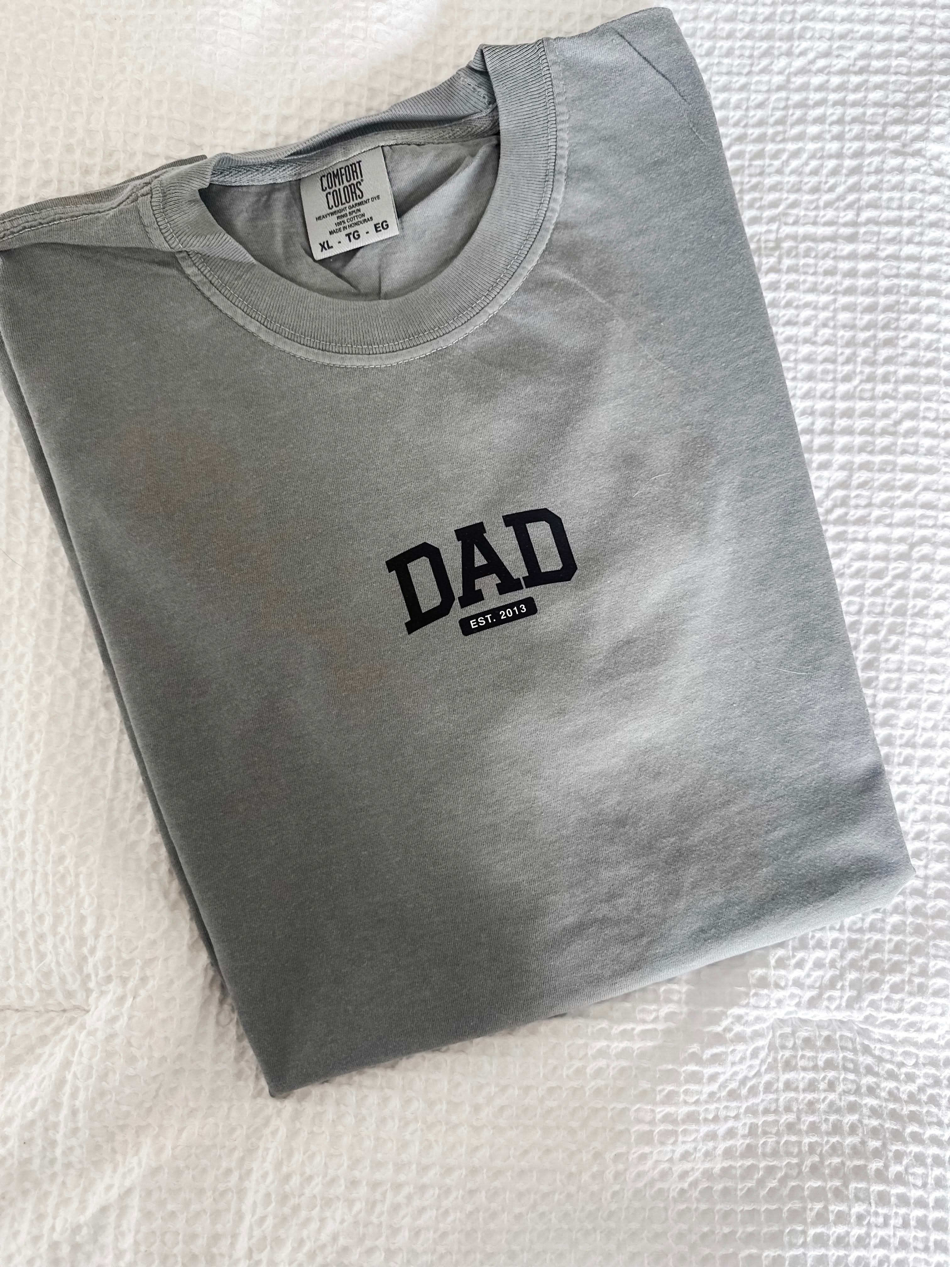 Personalized Dad Shirt – Custom Name & Established Year Comfort Colors Tee | Little Mama Shirt Shop Little Mama Shirt Shop