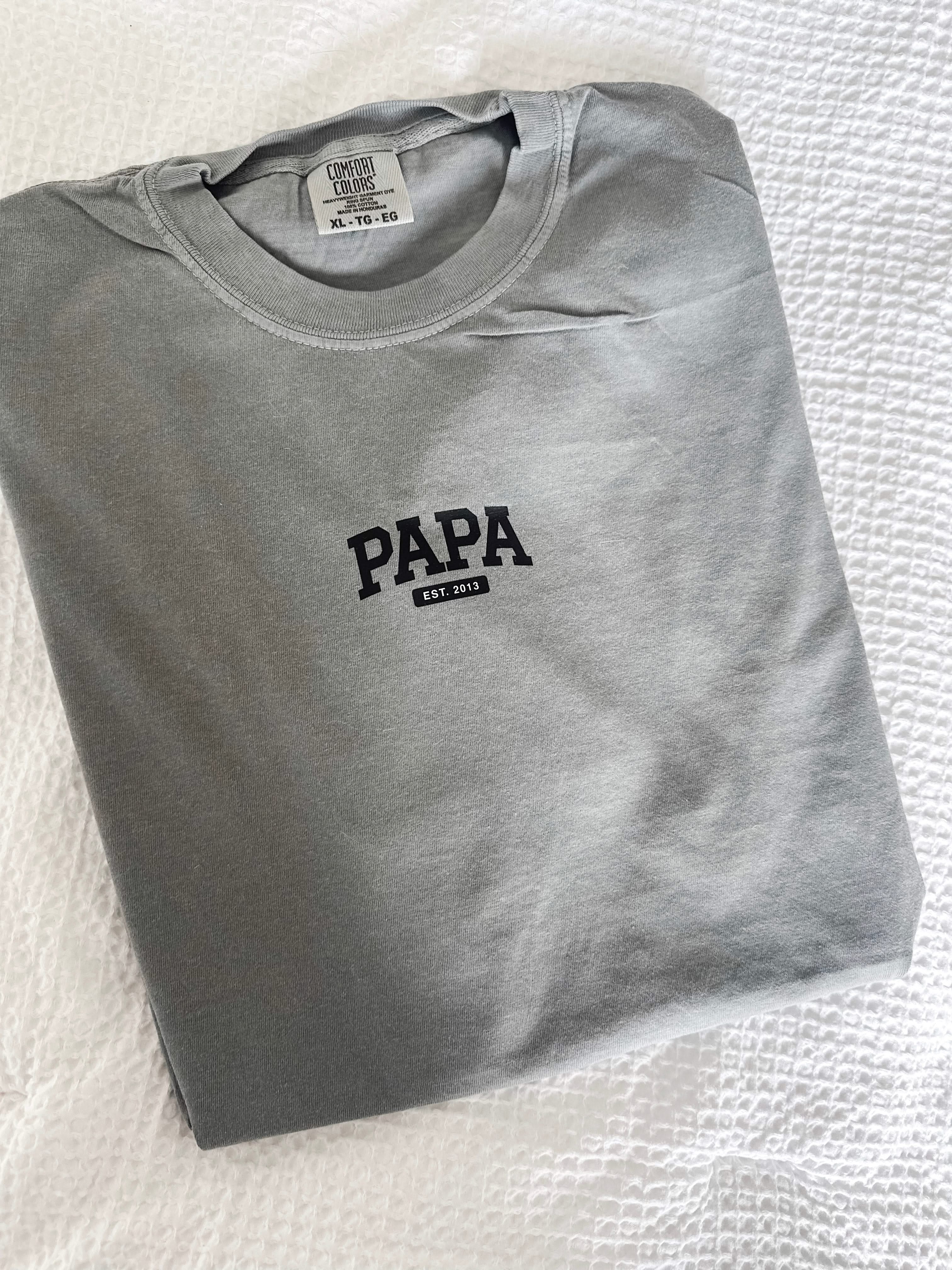 Personalized Dad Shirt – Custom Name & Established Year Comfort Colors Tee | Little Mama Shirt Shop Little Mama Shirt Shop