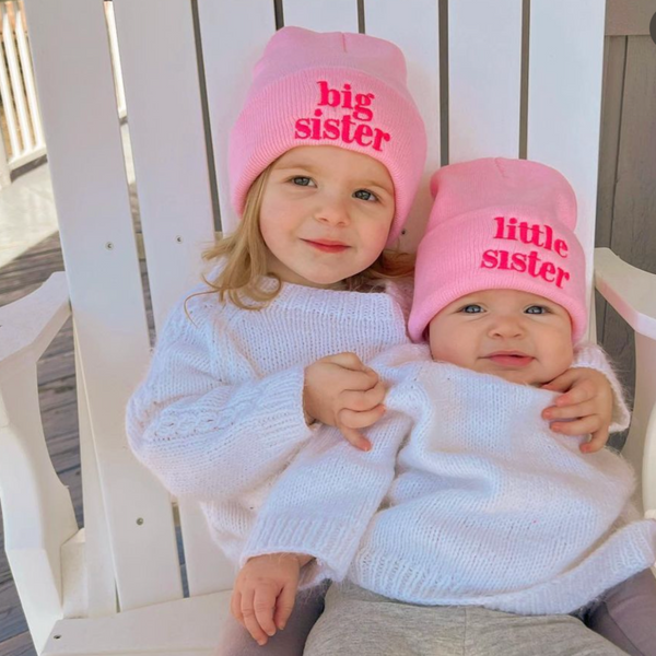 Child Beanie - Little Sister - Light Pink w/ Hot Pink