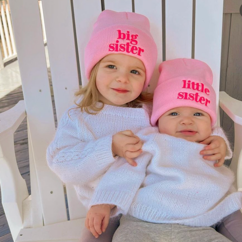 Child Beanie - Little Sister - Light Pink w/ Hot Pink