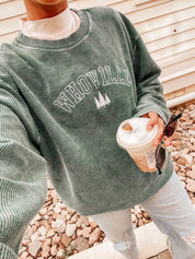 Whoville - Forest Green - Embroidered Corded Sweatshirt