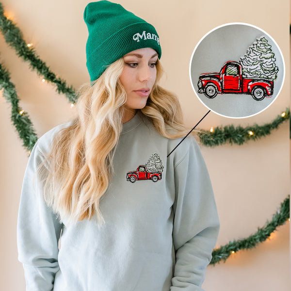 Embroidered PIGMENT Crewneck - Christmas Truck