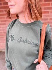 Personalized Teacher Pigment Crewneck | Custom Name & Number Little Mama Shirt Shop LLC