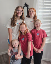 Embroidered YOUTH Comfort Colors Tee - Patriotic Bow (center) Little Mama Shirt Shop