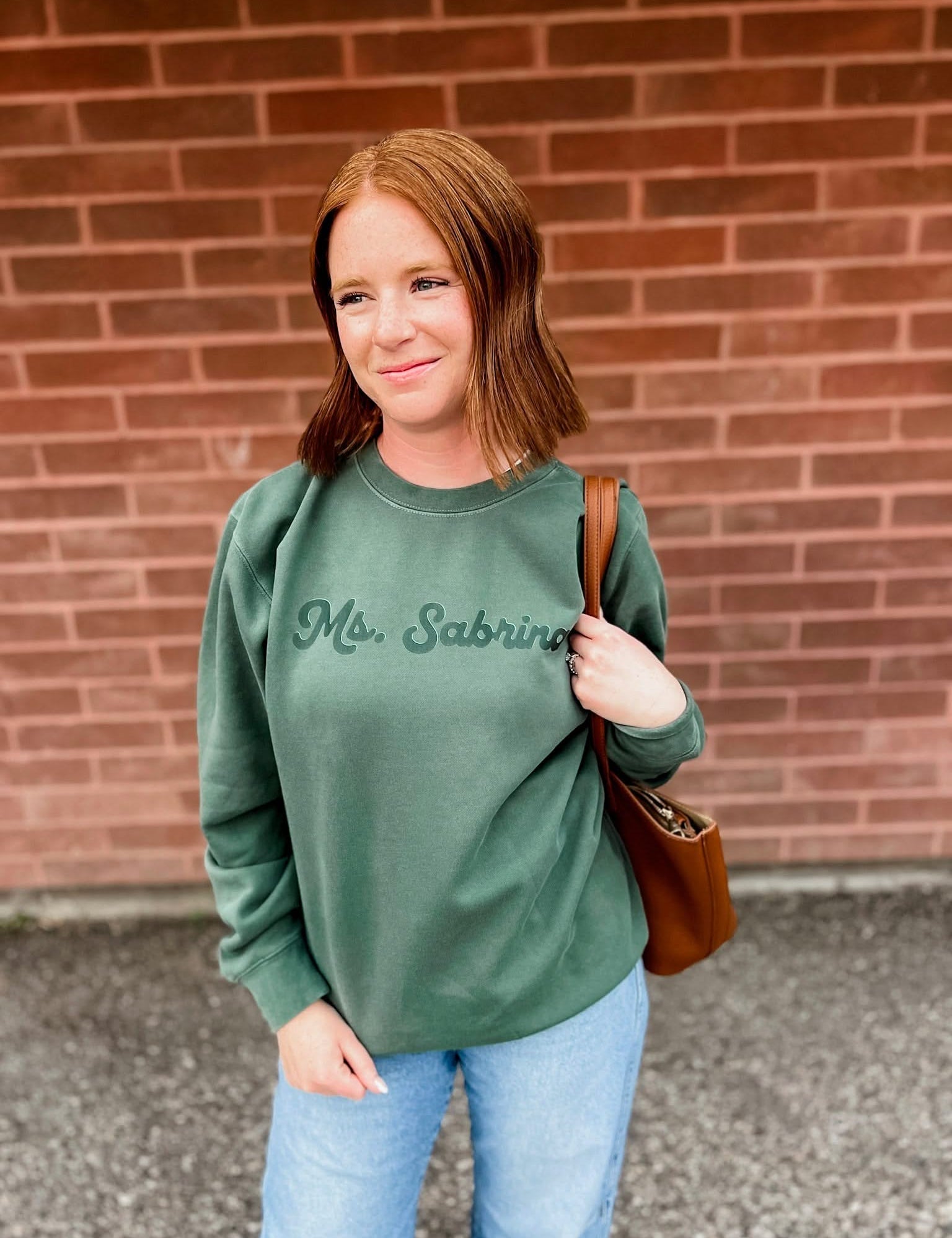Personalized Teacher Pigment Crewneck | Custom Name & Number Little Mama Shirt Shop LLC