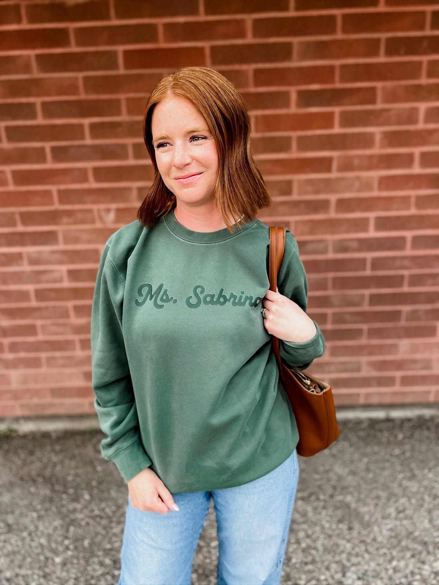 Personalized Teacher Pigment Crewneck | Custom Name & Number Little Mama Shirt Shop LLC