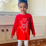 Sign Language - I Love You - Child LONG SLEEVE Tee Little Mama Shirt Shop