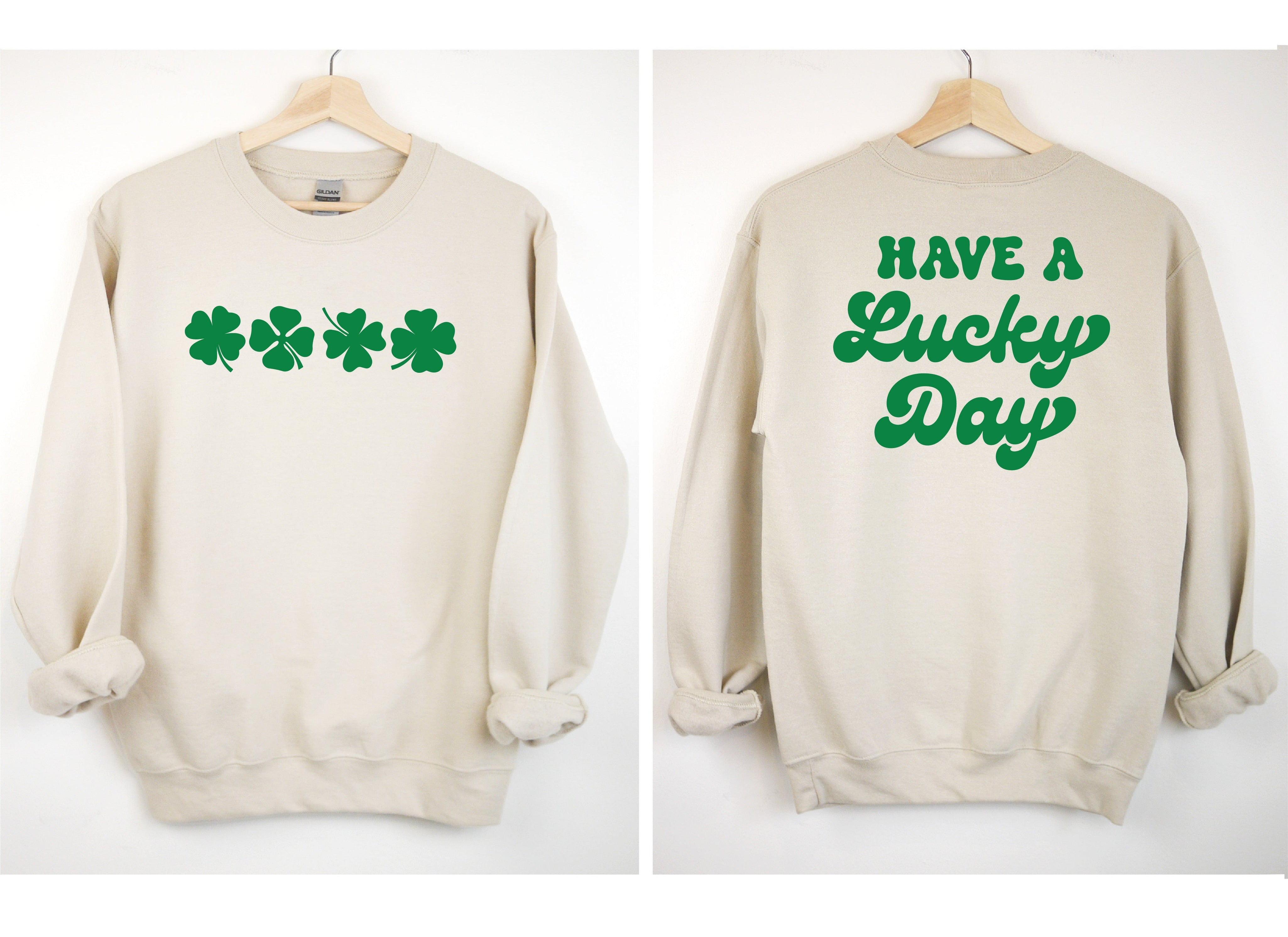 4 Shamrocks - Have a Lucky Day (f&b) - BASIC Fleece Little Mama Shirt Shop LLC