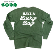 4 Shamrocks - Have a Lucky Day (f&b) - Long Sleeve Comfort Colors Tee Little Mama Shirt Shop