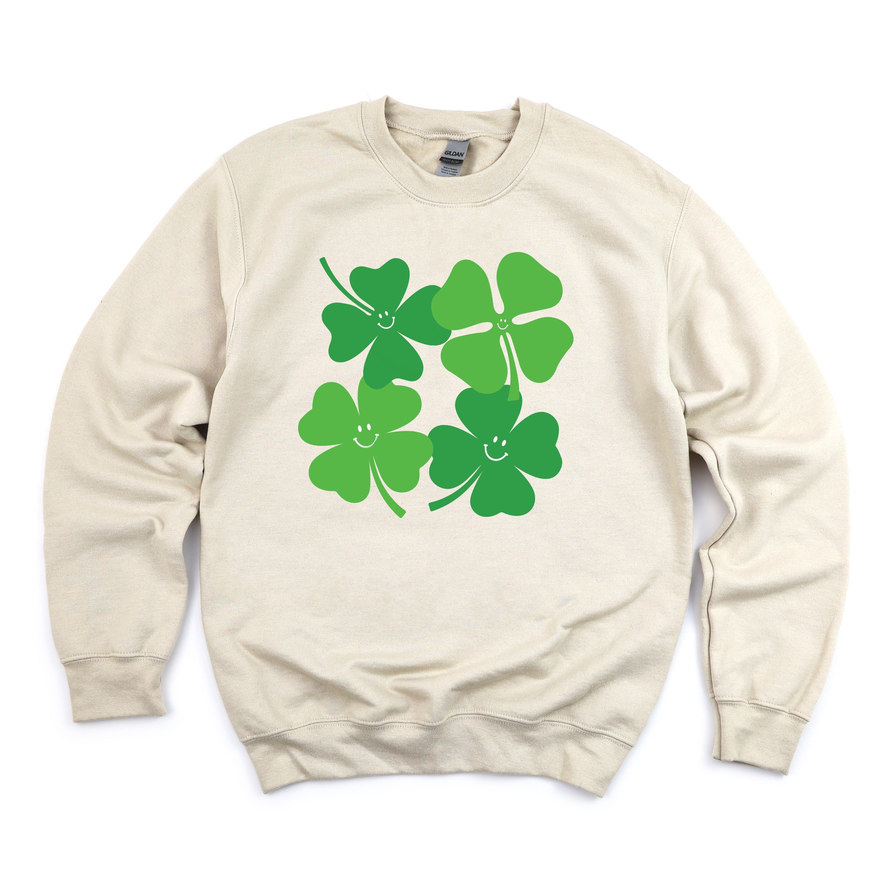 4 Smiley Shamrocks - BASIC Fleece Little Mama Shirt Shop LLC