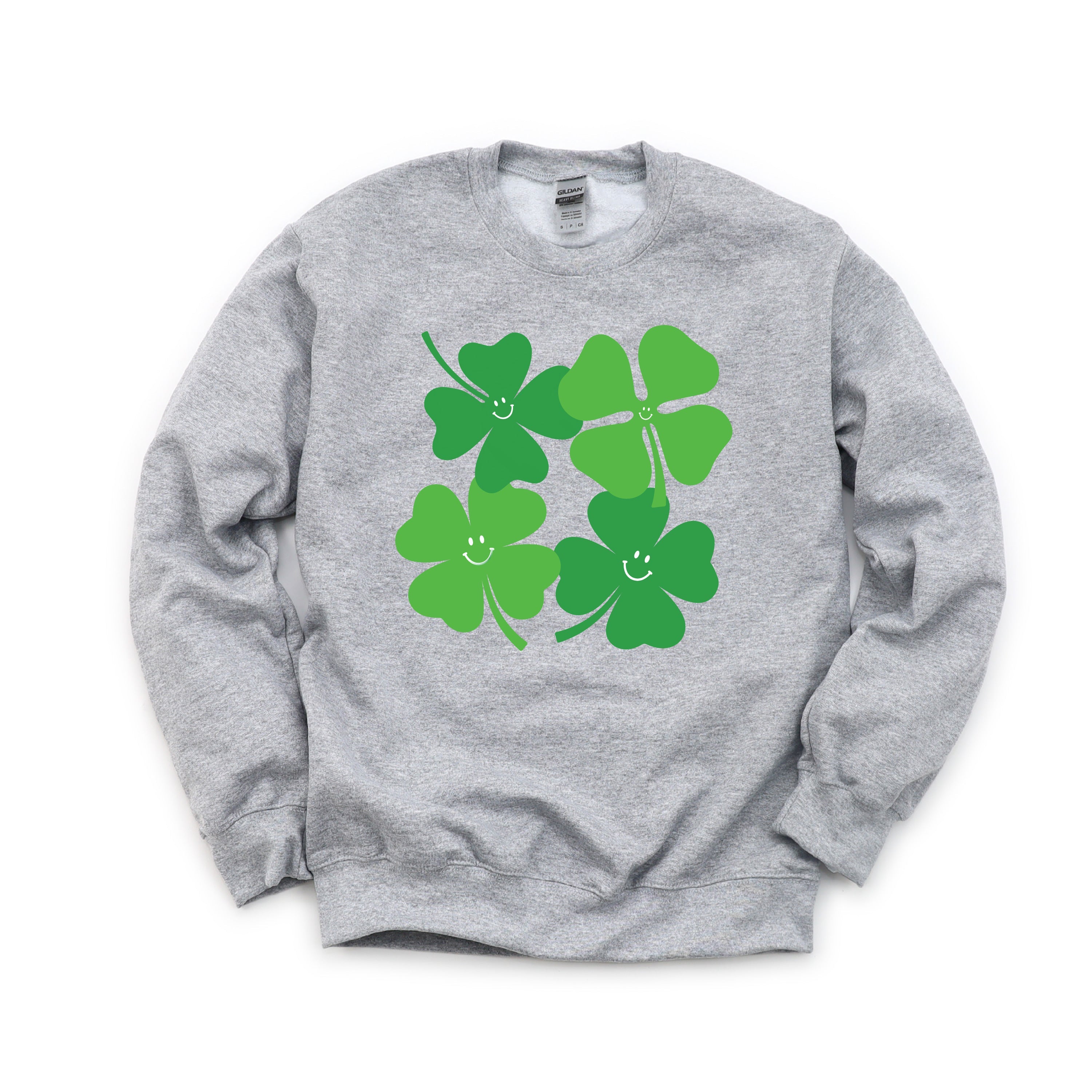 4 Smiley Shamrocks - BASIC Fleece Little Mama Shirt Shop LLC