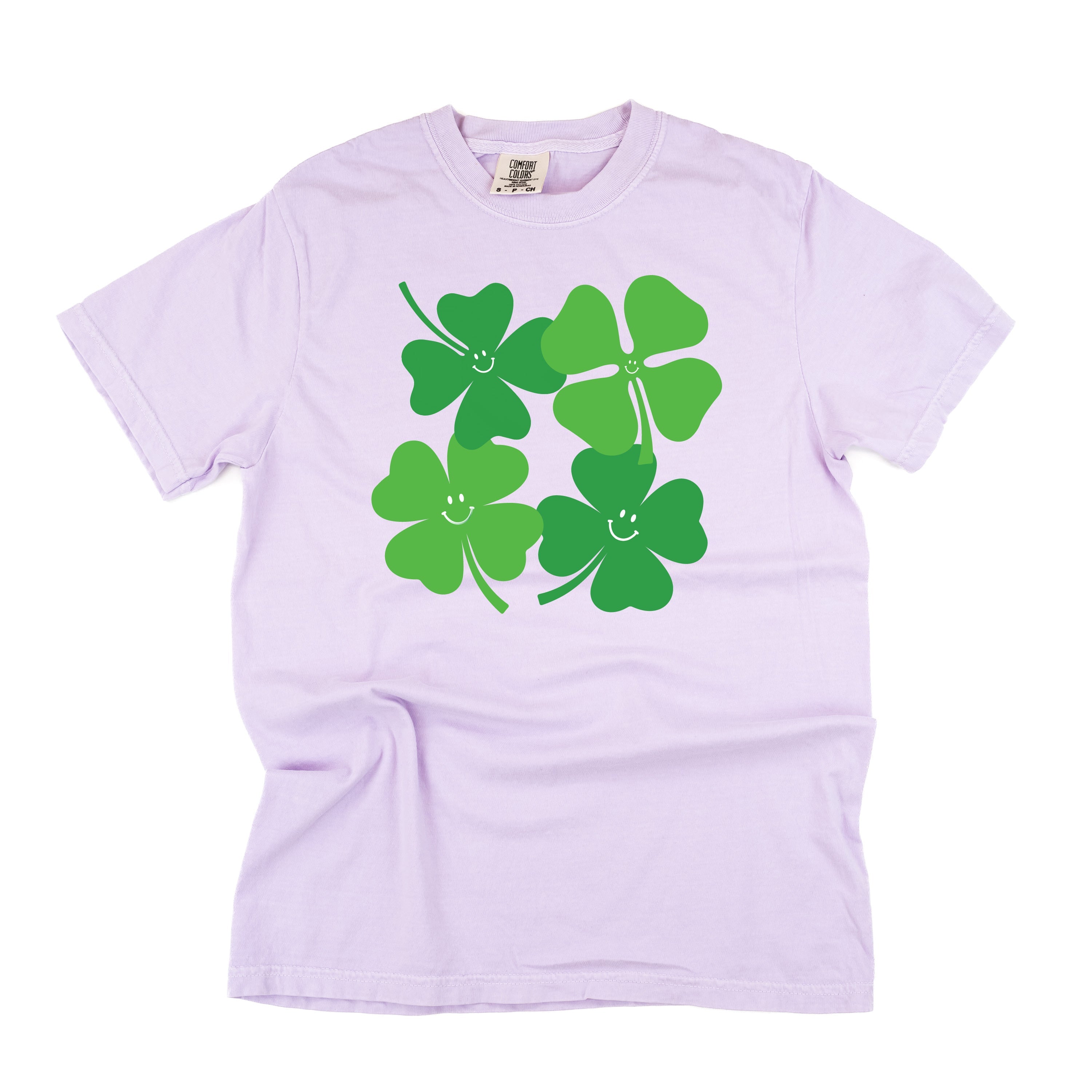4 Smiley Shamrocks - Comfort Colors Tee Little Mama Shirt Shop