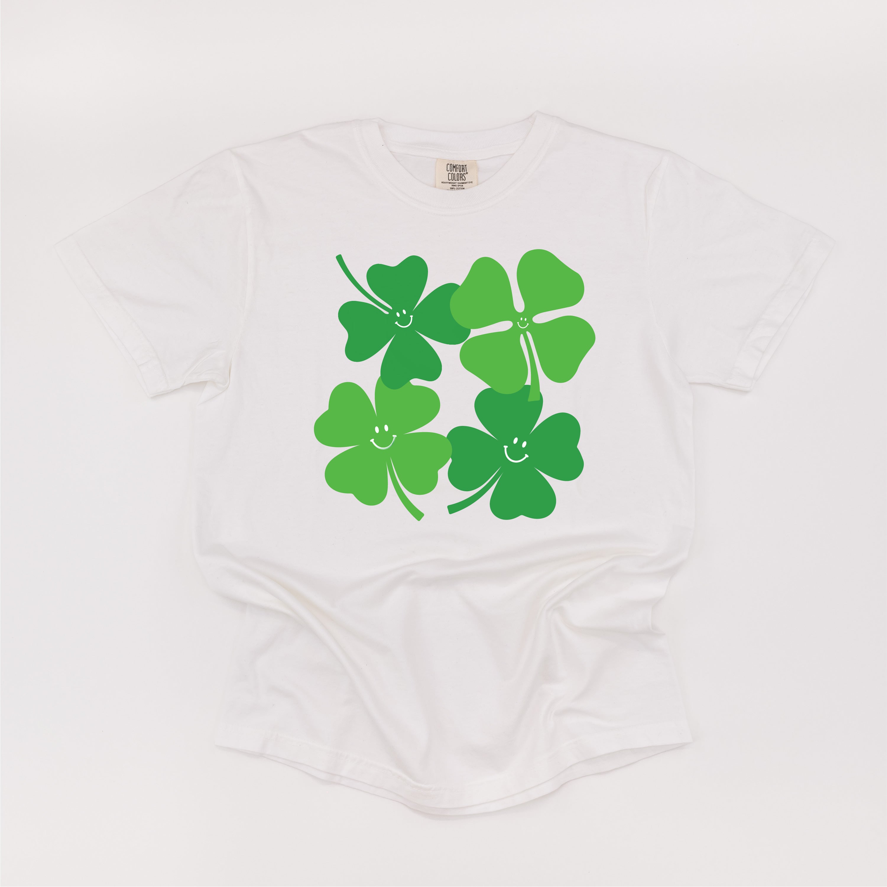 4 Smiley Shamrocks - Comfort Colors Tee Little Mama Shirt Shop