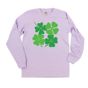 4 Smiley Shamrocks - Long Sleeve Comfort Colors Tee Little Mama Shirt Shop