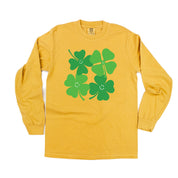 4 Smiley Shamrocks - Long Sleeve Comfort Colors Tee Little Mama Shirt Shop