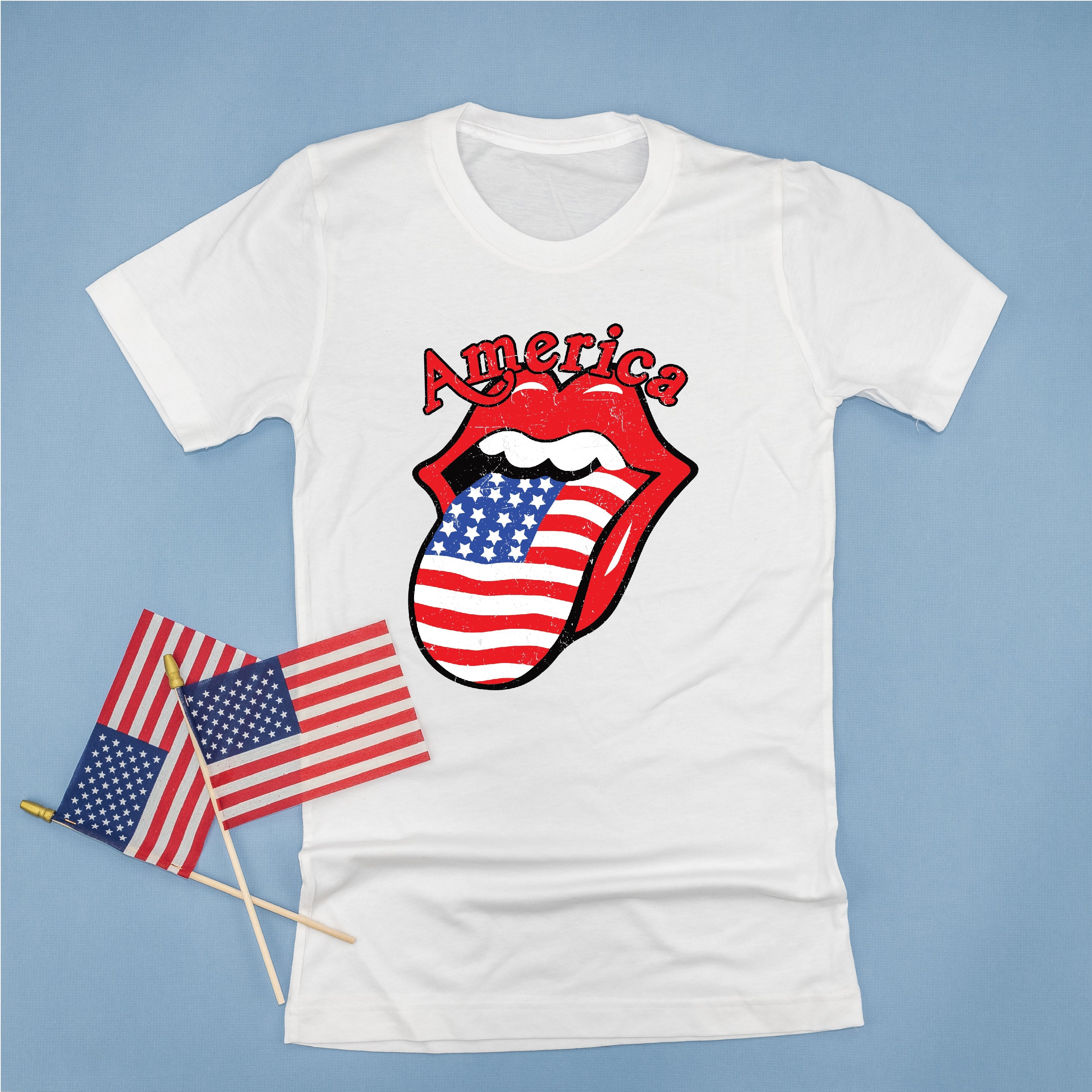 America - Tongue - Unisex Tee Little Mama Shirt Shop