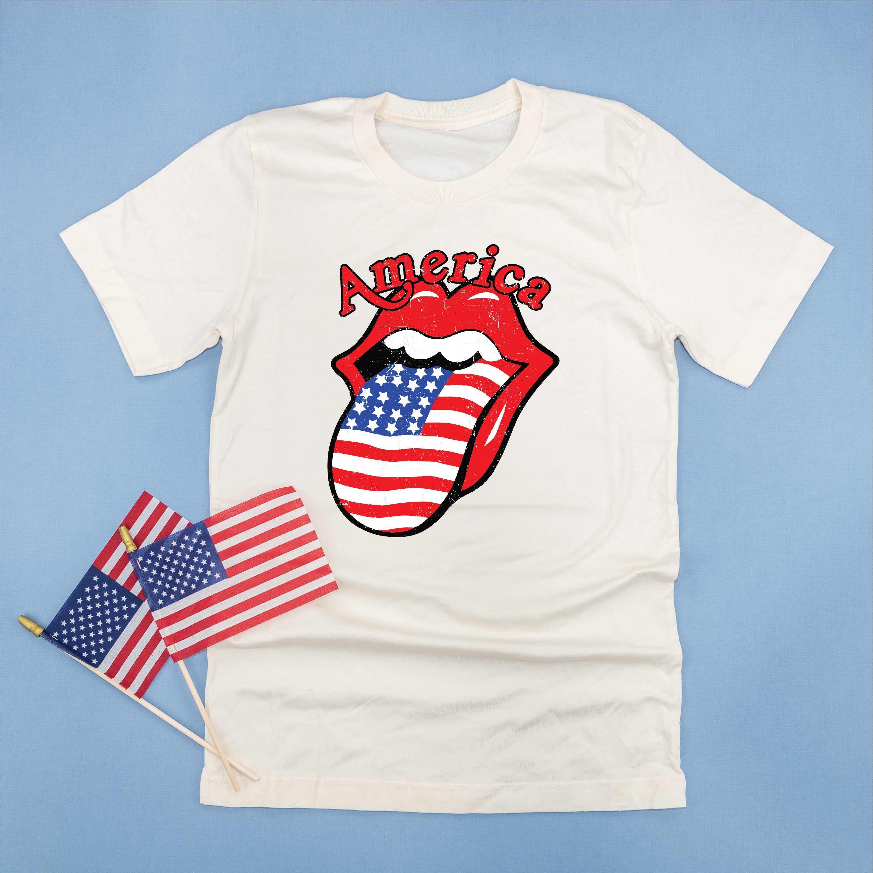 America - Tongue - Unisex Tee Little Mama Shirt Shop