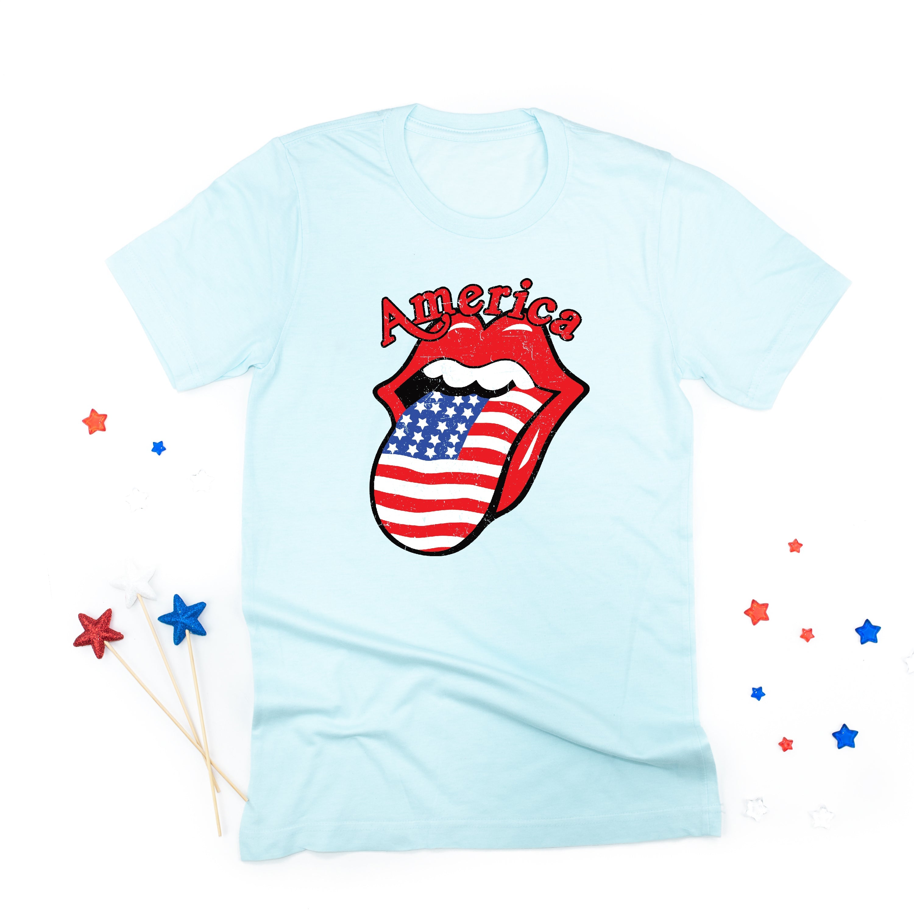 America - Tongue - Unisex Tee Little Mama Shirt Shop