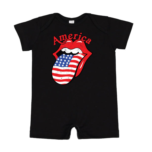 America - Tongue - Short Sleeve / Shorts - One Piece Baby Romper