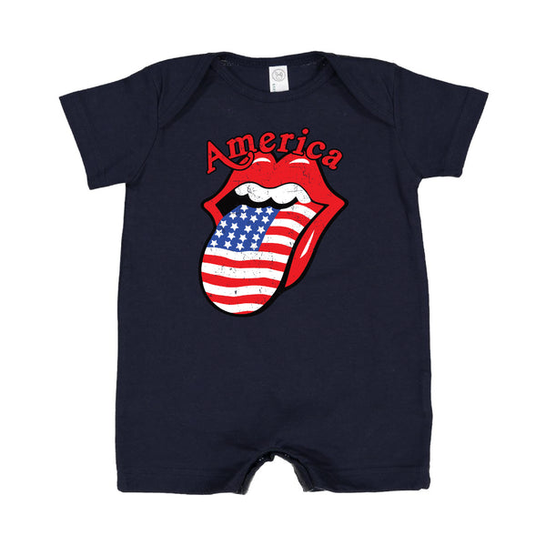 America - Tongue - Short Sleeve / Shorts - One Piece Baby Romper