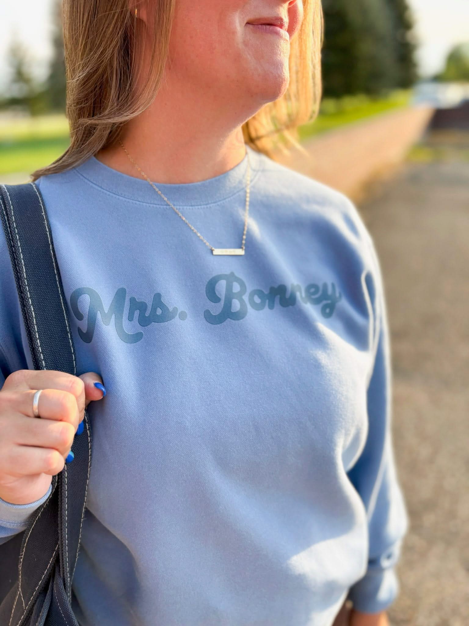 Personalized Teacher Pigment Crewneck | Custom Name & Number Little Mama Shirt Shop LLC