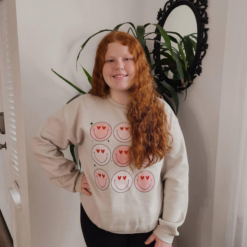 3x3 Heart Eye Smileys - Child Sweater