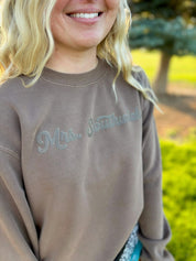 Personalized Teacher Pigment Crewneck | Custom Name & Number Little Mama Shirt Shop LLC