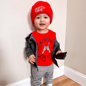 Child Beanie - Heart Throb - Bright Red w/ White Little Mama Shirt Shop LLC