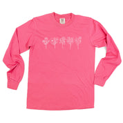 5 EMBROIDERED Birth Flower (Center Placement) w/ White Thread - LONG SLEEVE COMFORT COLORS Little Mama Shirt Shop LLC