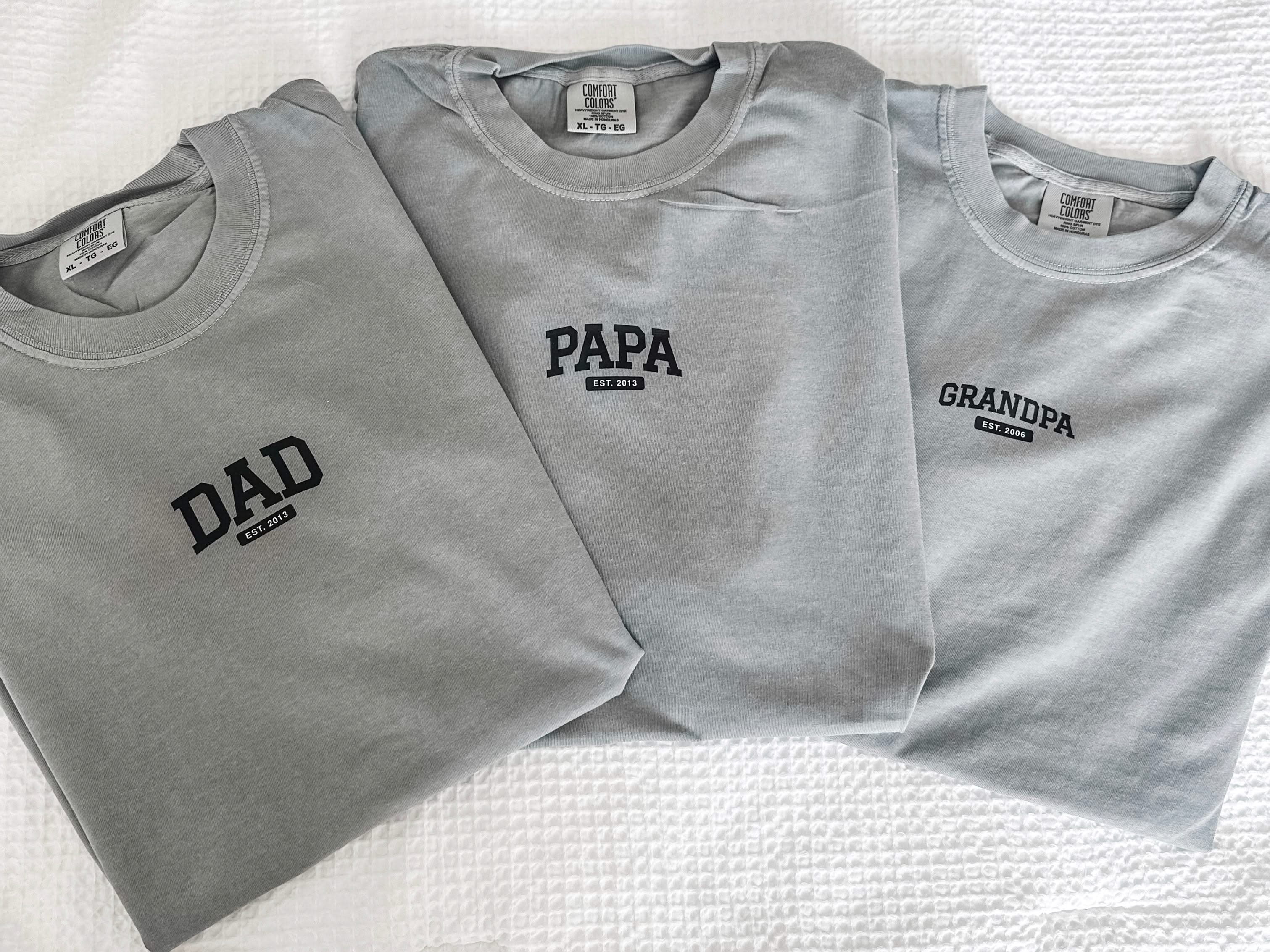 Personalized Dad Shirt – Custom Name & Established Year Comfort Colors Tee | Little Mama Shirt Shop Little Mama Shirt Shop