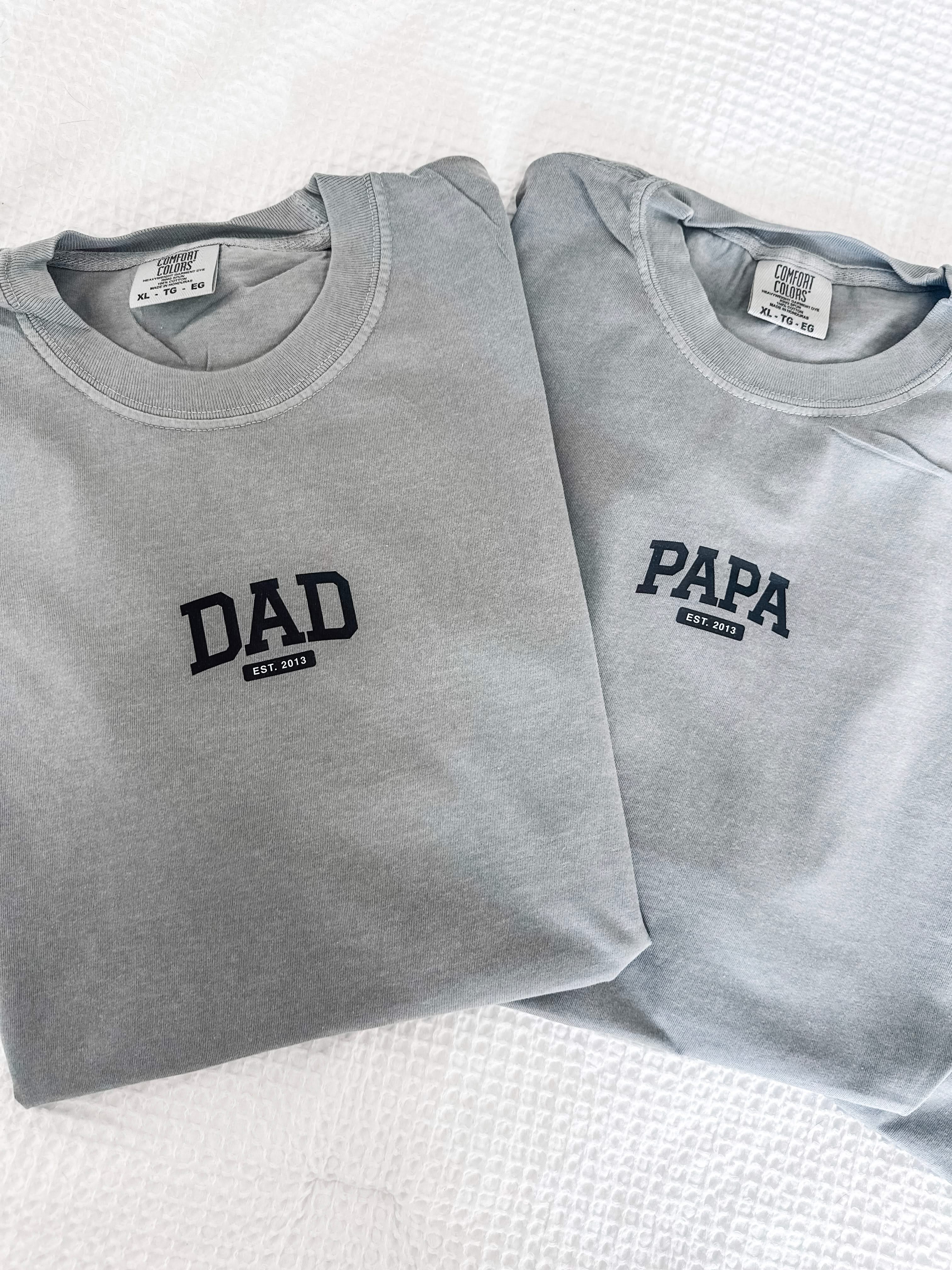 Personalized Dad Shirt – Custom Name & Established Year Comfort Colors Tee | Little Mama Shirt Shop Little Mama Shirt Shop