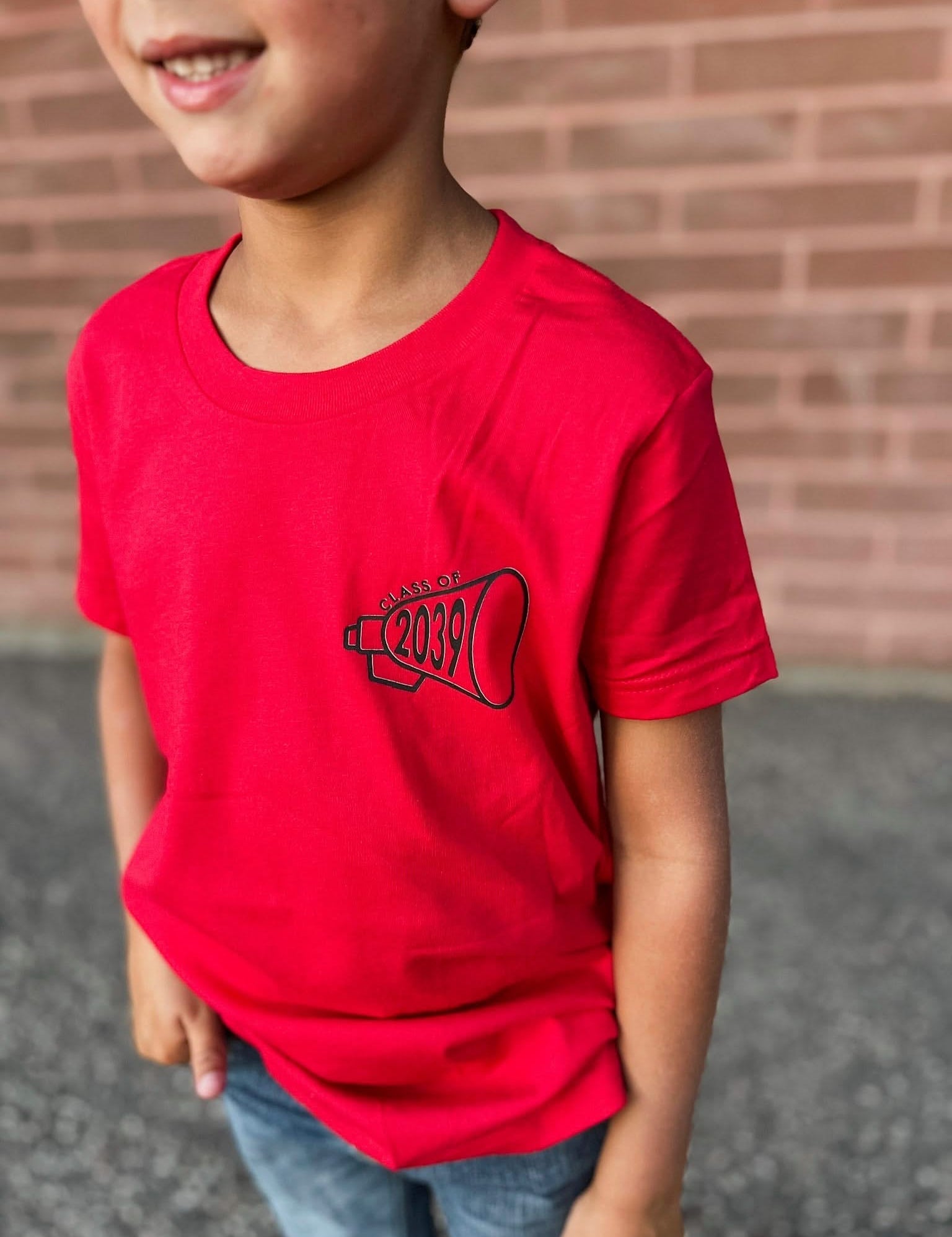 Personalized School Spirit Child Tee | Custom Year Megaphone Little Mama Shirt Shop LLC