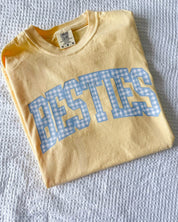 Choose Your Mom Name - Blue Gingham Print - Comfort Colors Tee Little Mama Shirt Shop LLC