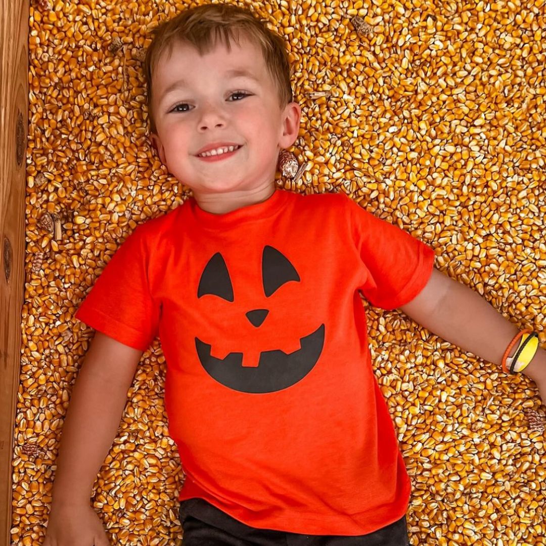 Happy Jack-o'-lantern Face - Child Tee Little Mama Shirt Shop
