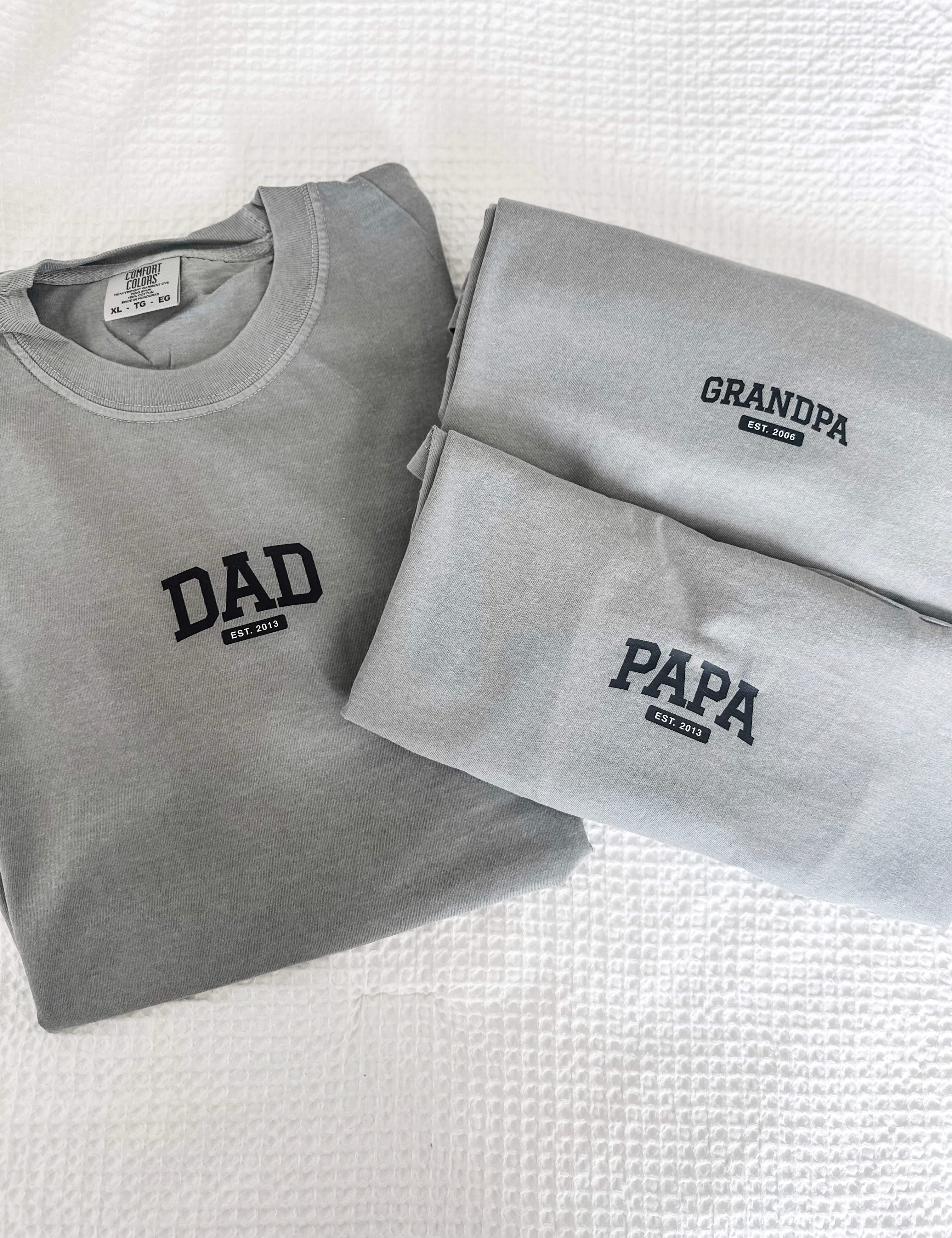 Personalized Dad Shirt – Custom Name & Established Year Comfort Colors Tee | Little Mama Shirt Shop Little Mama Shirt Shop