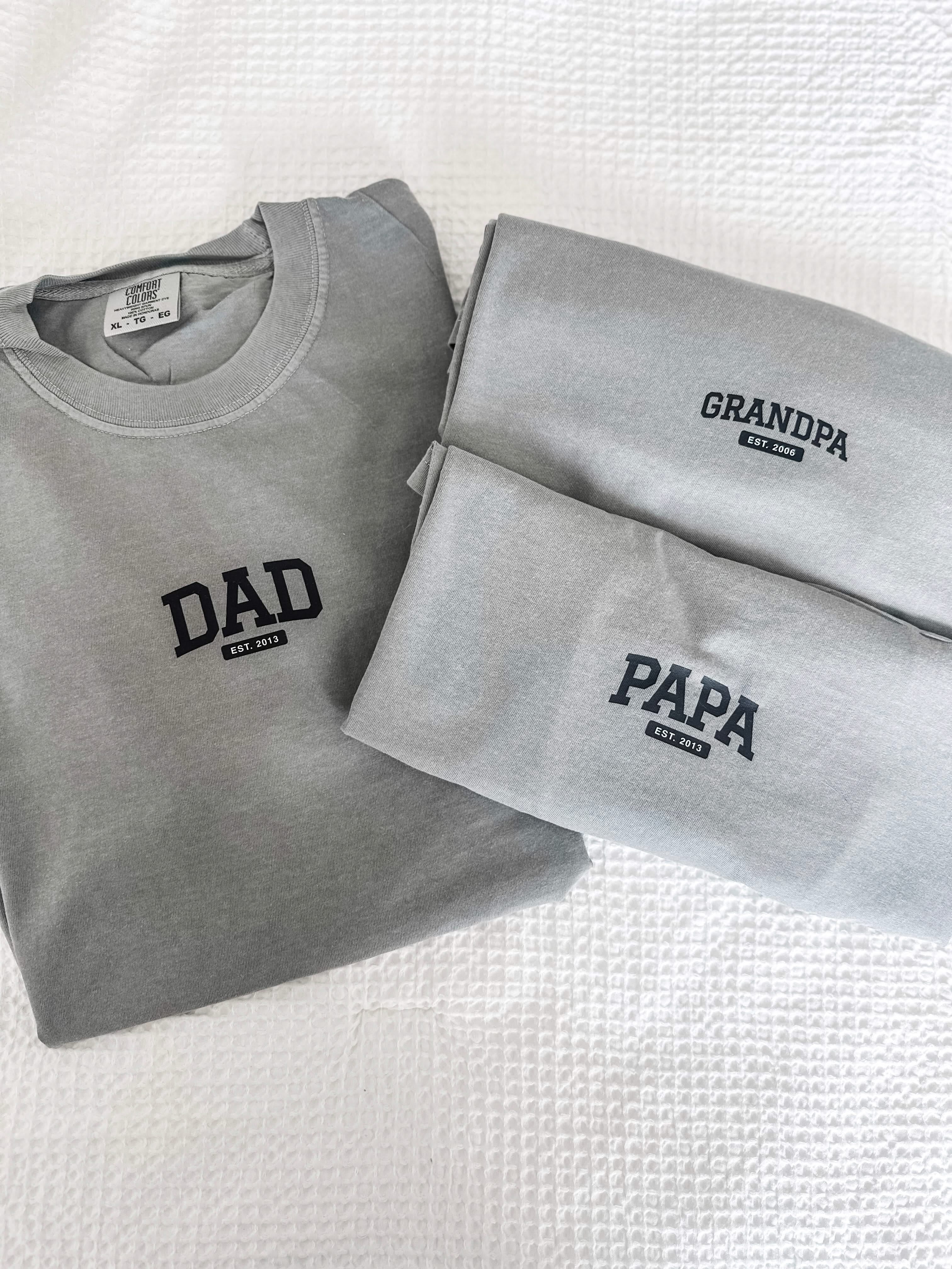 Personalized Dad Shirt – Custom Name & Established Year Comfort Colors Tee | Little Mama Shirt Shop Little Mama Shirt Shop