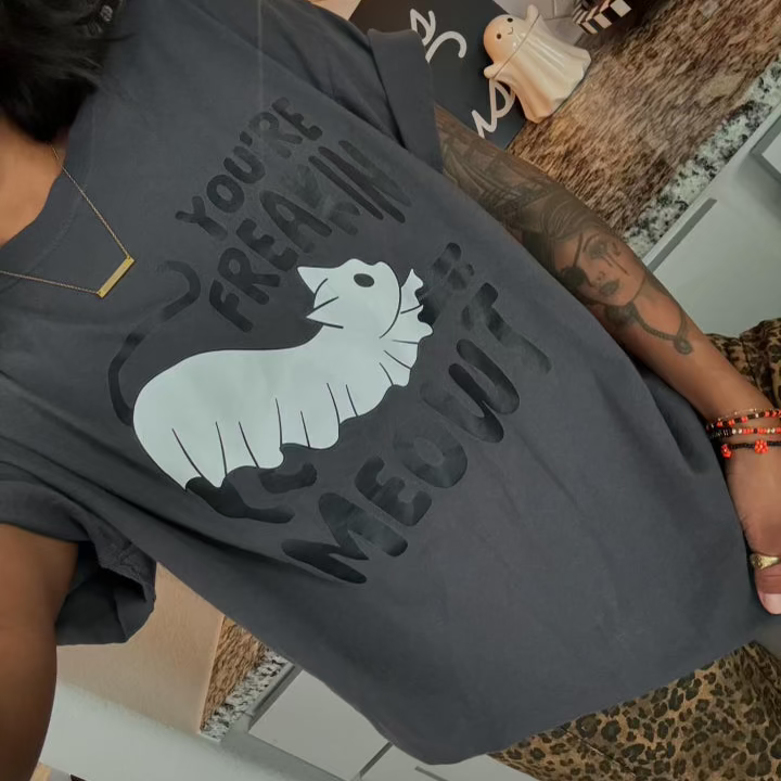 You're Freakin' Meowt! (with lower back detail) - Short Sleeve Comfort Colors Tee Little Mama Shirt Shop