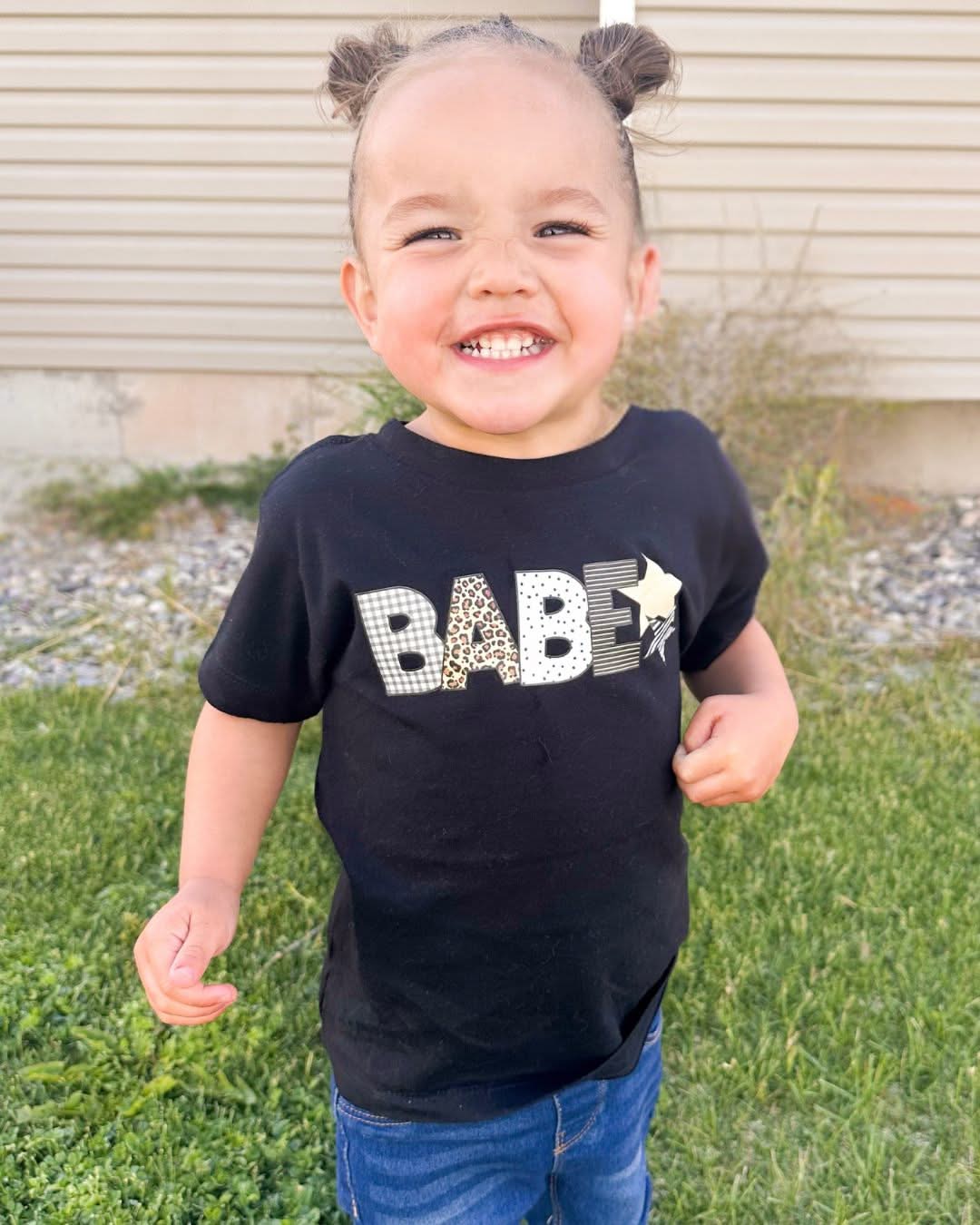 BABE - Wild Patchwork Print T-Shirt - Graphic Child Tee | Little Mama Shirt Shop Little Mama Shirt Shop LLC