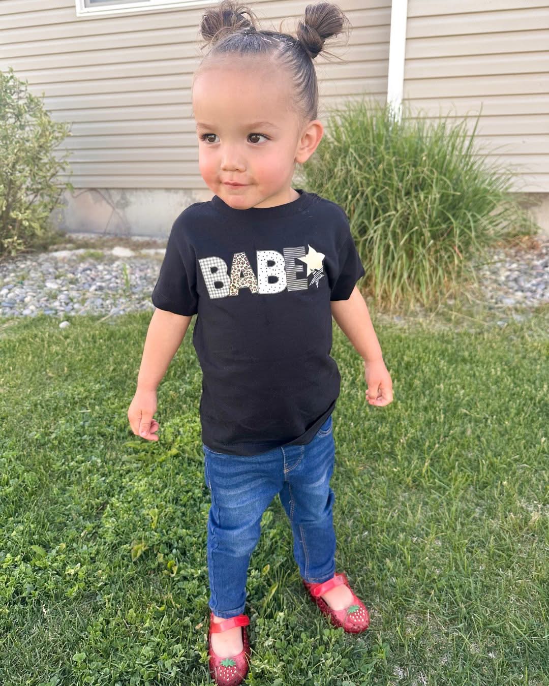 BABE - Wild Patchwork Print T-Shirt - Graphic Child Tee | Little Mama Shirt Shop Little Mama Shirt Shop LLC