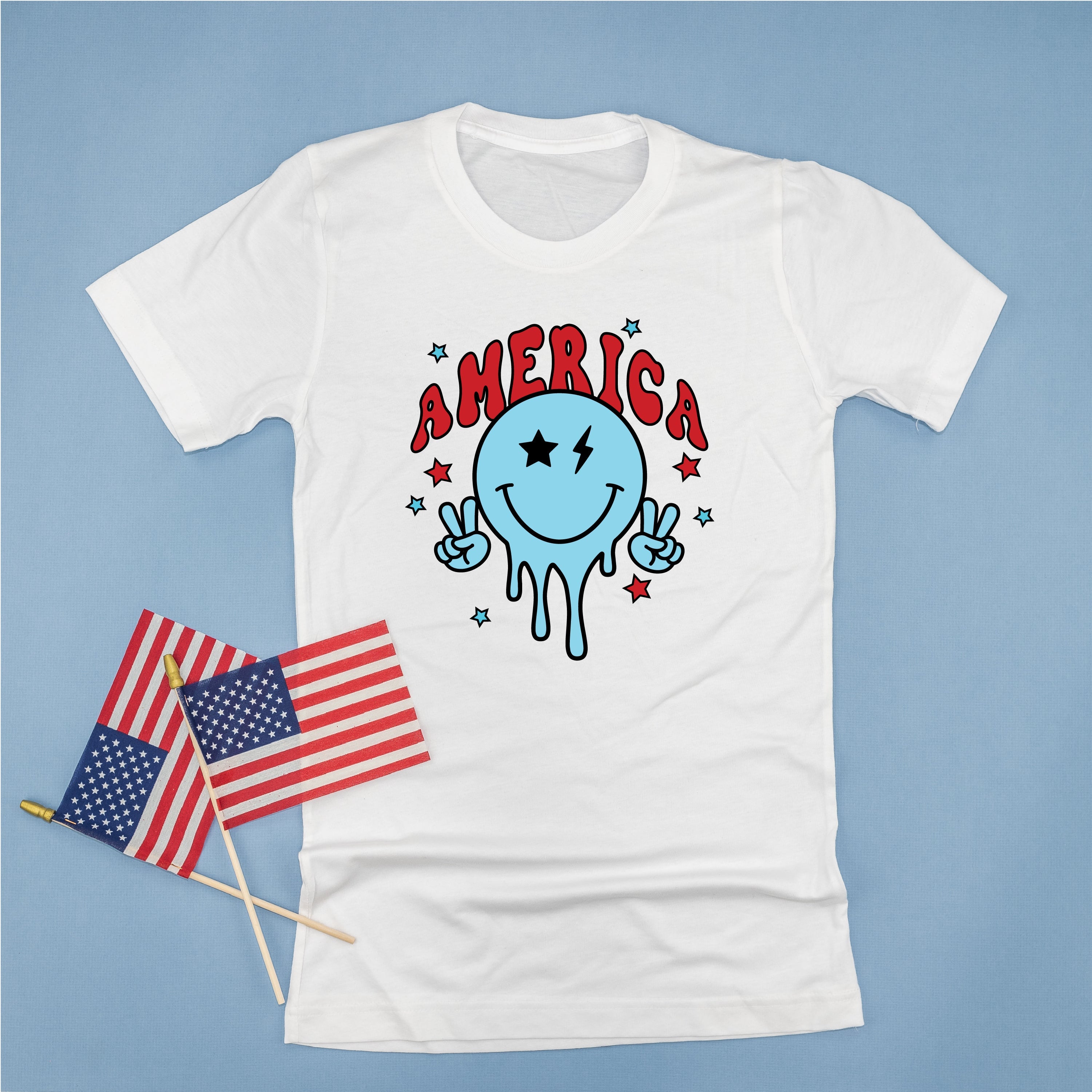 America Peace Smiley - Unisex Tee Little Mama Shirt Shop