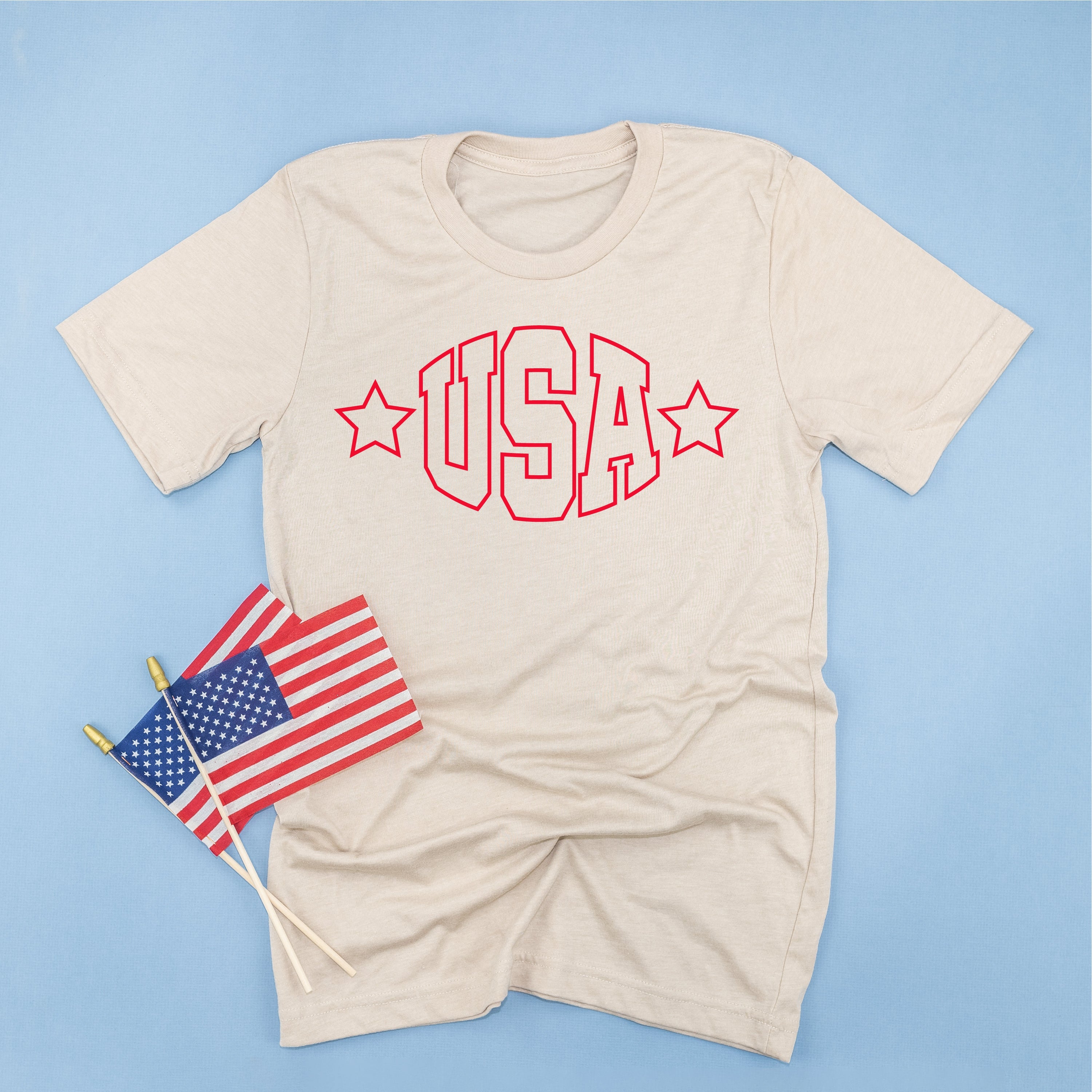 USA - Hollow Font - Unisex Tee Little Mama Shirt Shop