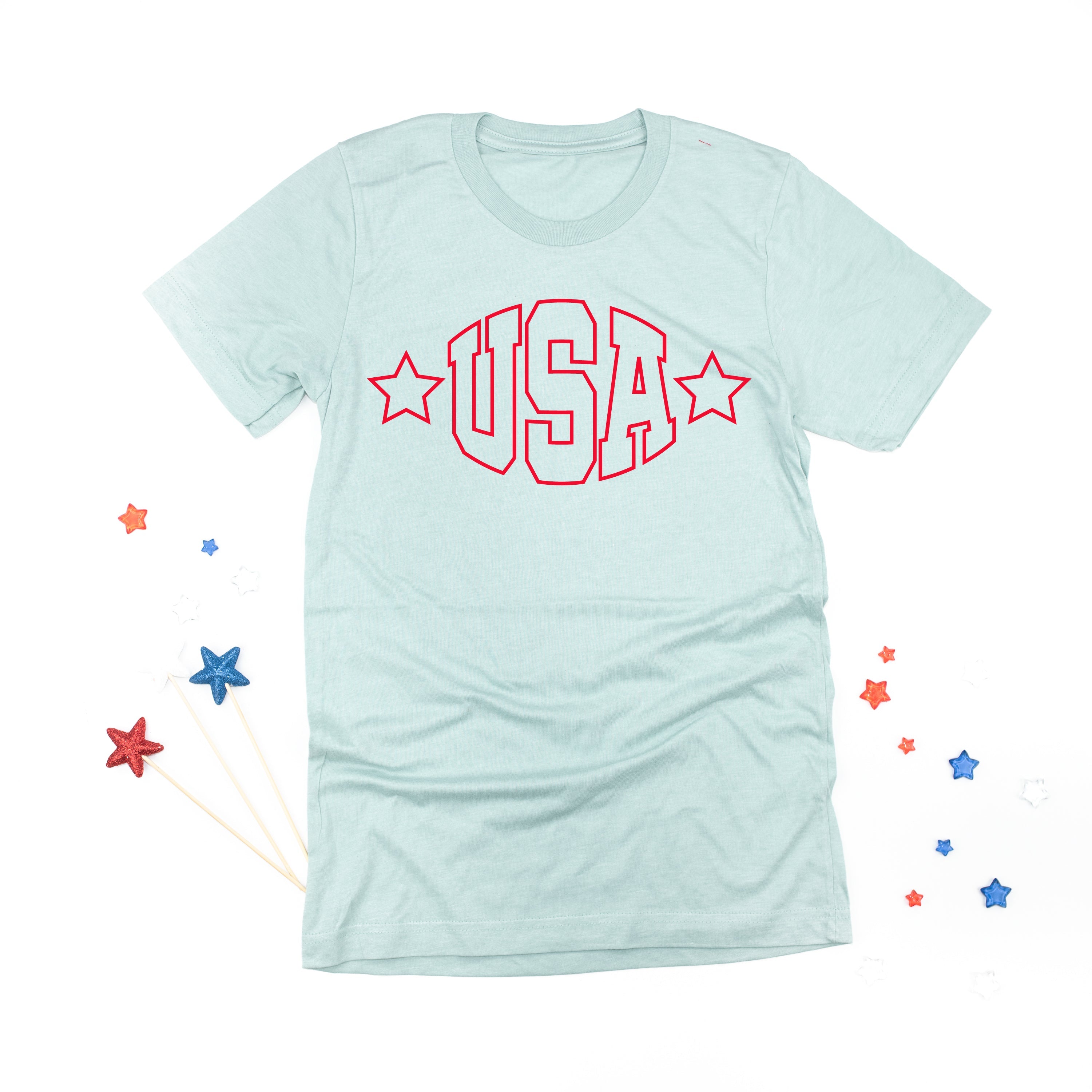 USA - Hollow Font - Unisex Tee Little Mama Shirt Shop